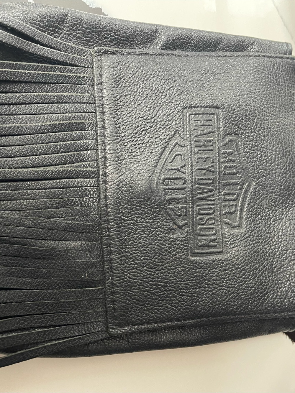 Harley-Davidson Black Leather Fringe Crossbody Pouch - Picture 4 of 10